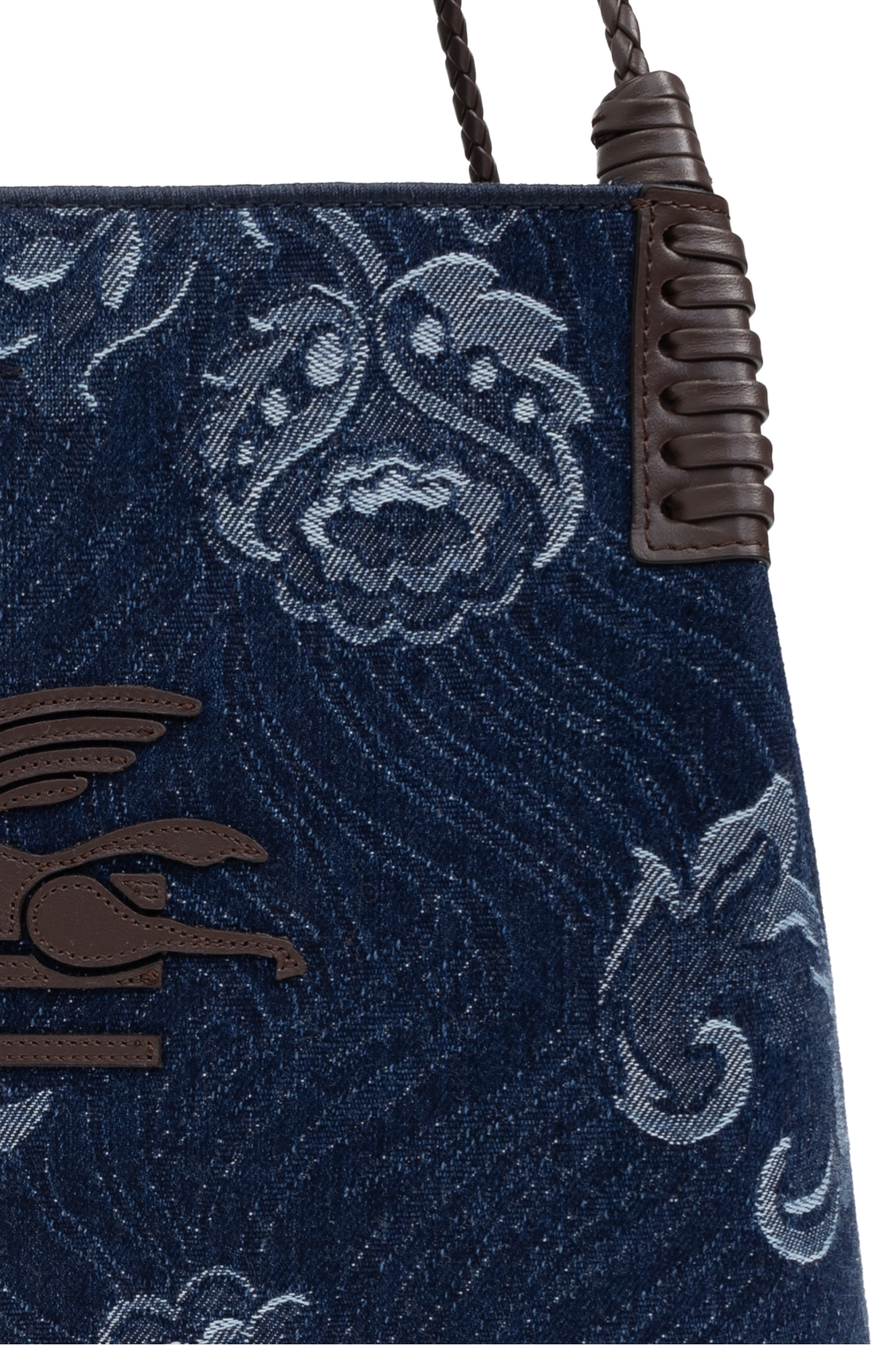 ETRO ダークブルー ショルダーバッグ ETRO エトロ フラワーモチーフ ショルダーバッグ PVC レディース
